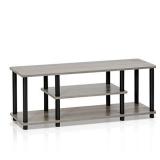 FURINNO Turn-N-Tube 3-Tier Entertainment TV Stands, French Oak Grey/Black,12250GYW/BK