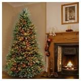 National Tree Company Pre-Lit Artificial Full Christmas Tree, Green, Dunhill Fir, Multicolor Lights, Includes Stand, 7.5 Feet
