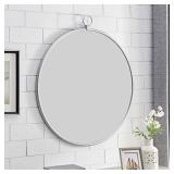 FirsTime & Co. White Marshall Round Mirror, American Designed, Silver, 32.5 inches (70247)