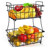 Fruit Basket, STEELGEAR 2 Tier Fruit Basket Bowl Holder for Kitchen, Detachable Vegetable Storage Fruit Stand for Counter Dining Room Countertop, Black