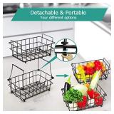 Fruit Basket, STEELGEAR 2 Tier Fruit Basket Bowl Holder for Kitchen, Detachable Vegetable Storage Fruit Stand for Counter Dining Room Countertop, Black
