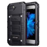 Mitywah Waterproof Case Compatible with iPhone 7 / iPhone 8 Heavy Duty Durable Metal Full Body Protective Case Built-in Screen Protection Shockproof Dustproof Rugged Military Grade Defender, Black