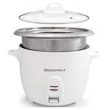 Elite Gourmet ERC-2010 Electric Rice Cooker with Stainless Steel Inner Pot Makes Soups, Stews, Grains, Cereals, Keep Warm Feature, 10 cups cooked (5 Cups uncooked), White
