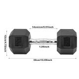 Hex Dumbbells, Free Weight Rubber Coated Cast Iron Hex Black Dumbbell, 25lb