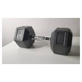Hex Dumbbells, Free Weight Rubber Coated Cast Iron Hex Black Dumbbell, 25lb