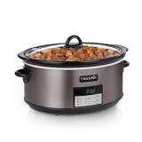 Crock Pot Slow Cooker|8 Quart Programmable Slow Cooker with Digital Countdown Timer, Black Stainless Steel - SCCPVFC800-DS