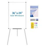 Sealed - VIZ-PRO Whiteboard Easel, 36 x 24 Inches, Portable Dry Erase Board Height Adjustable with Flipchart Pad