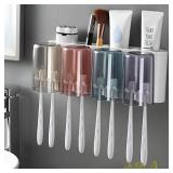 iHave Toothbrush Holder, Premium Toothbrush Holder Wall Mounted with 4Cups , Kids Favorite Candy Toothbrush Holder for Bathroom