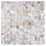 KASARO Wall Decor Peel and Stick Mosaic Shell Backsplash Tile for Bedroom and Bathroom Mother of Pearl (10, Natural)