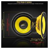 Lot of 2 Pyle 6.5 Inch Mid Bass Woofer Sound Speaker System - Pro Loud Range Audio 300 Watt Peak Power w/ 4 Ohm Impedance and 60-20KHz Frequency Response for Car Component Stereo PLG64