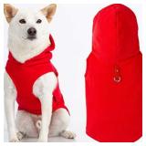 Gooby Fleece Vest Hoodie Dog Sweater - Red, Medium - Warm Pullover Dog Hoodie with O-Ring Leash - Winter Hooded Small Dog Sweater - Dog Clothes for Small Dogs Boy or Girl, and Medium Dogs