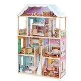 KidKraft Charlotte Classic Wooden Dollhouse with EZ Kraft Assembly, 14-Piece Accessory Set, for 12-Inch Dolls, Gift for Ages 3+