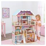 KidKraft Charlotte Classic Wooden Dollhouse with EZ Kraft Assembly, 14-Piece Accessory Set, for 12-Inch Dolls, Gift for Ages 3+