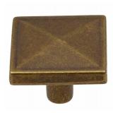 Cabinet Accents Lot! GlideRite 1.125-inch Antique Brass Classic Square Pyramid Cabinet Knobs (Pack of 10)- Antique Brass AND GlideRite 15-Pack 3 in. Rubbed Bronze Thin Oblong Cabinet Backplates