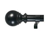 Lot of 2 Decopolitan Ball Single Telescoping Drapery Rod Sets, Medium, Black