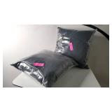 Lot of 2 Black Sunbrella Canvas Outdoor Throw Pillows, 15×15"