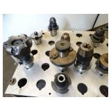 CNC Cat 40 Tool Holders Lot of 9 and Large Milling Tool w/ Holder and Desk