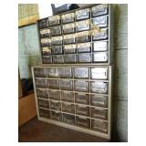 2 Plastic Small Parts Bins w/ Contents - Screws - Washers - Nuts - Etc.