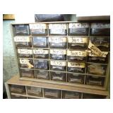 2 Plastic Small Parts Bins w/ Contents - Screws - Washers - Nuts - Etc.