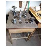 Lot of BT40 Tool Holders and Storage Table and Well Cutter Tools