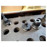 Lot of BT40 Tool Holders and Storage Table and Well Cutter Tools