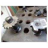 Lot of BT40 Tool Holders and Storage Table and Well Cutter Tools