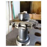 Lot of BT40 Tool Holders and Storage Table and Well Cutter Tools