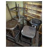 Lot of 5 Short Metal Shop Stools