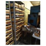 One - 7Ft tall x 34" Wide Metal Shelves with wood Drawers