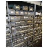 (3) 7Ft Tall Metal Shelves with Metal Parts Bins