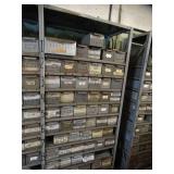 (3) 7Ft Tall Metal Shelves with Metal Parts Bins