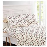Harper Lane Plaid Deer White 4-piece Microfiber Queen Sheet Set