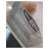 100% Egyptian Cotton 800 Thread-Count Baratta Hem Sheet Set Queen Mineral