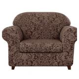 Subrtex 2-Piece Stretch Armchair Couch Cover Jacquard Damask Slipcover