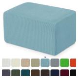 Subrtex Stretch Ottoman Slipcover Jacquard Rectangular Footstool Cover