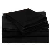 100% Egyptian Cotton 650 Thread Count, King 4-Piece Sheet Set, Deep Pocket, Single Ply, Solid, Black