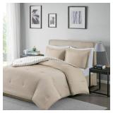 Twin Braydon reversible Yarn Dyed Striped Down Alternative Comforter Set - Tan