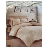 Twin Braydon reversible Yarn Dyed Striped Down Alternative Comforter Set - Tan