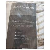 Twin Braydon reversible Yarn Dyed Striped Down Alternative Comforter Set - Tan