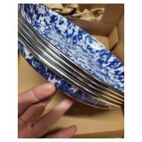 Golden Rabbit Cobalt Swirl Enamelware Pasta Plates (Pack of 4)- Retail:$83.49