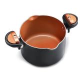 Gotham Steel - 5 Qt. Non-Stick Ti-Ceramic Pasta Pot with Built-In Strainer and Twist N