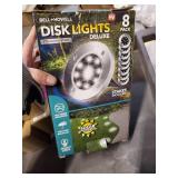Bell + Howell Disk Lights, Heavy Duty Outdoor Solar Pathway Lights, 8 LED with Included Stakes, Steel, 8 Pack