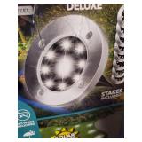 Bell + Howell Disk Lights, Heavy Duty Outdoor Solar Pathway Lights, 8 LED with Included Stakes, Steel, 8 Pack