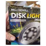 Bell + Howell Disk Lights, Heavy Duty Outdoor Solar Pathway Lights, 8 LED with Included Stakes, Steel, 8 Pack