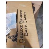 ToiletTree Products Bamboo Bathtub Caddy with Extending Sides and Adjustable Book Holder (Deluxe) - 10" D x 3" H x 31.5" L