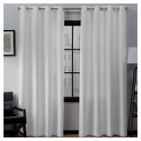 Set of 2 (96"x52") Loha Linen Grommet Top Light Filtering Curtain Panel Winter - Exclusive Home