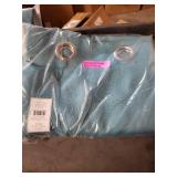 Set of 2 (84"x54") Biscayne Indoor/Outdoor Two Tone Textured Grommet Top Curtain Panels Teal Blue - Exclusive Home