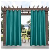 Set of 2 (84"x54") Biscayne Indoor/Outdoor Two Tone Textured Grommet Top Curtain Panels Teal Blue - Exclusive Home