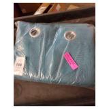 Set of 2 (84"x54") Biscayne Indoor/Outdoor Two Tone Textured Grommet Top Curtain Panels Teal Blue - Exclusive Home