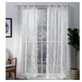 Exclusive Home Curtains 2 Pack Edinburgh Sheer Branch Burnout Grommet Top Curtain Panels